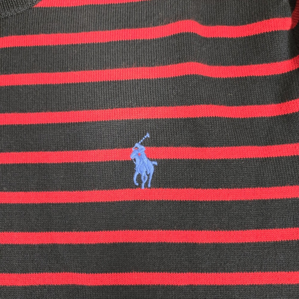VTG Ralph Lauren Sport T-Shirt Womens XL Red Navy Striped Cotton Short Sleeve - Picture 4 of 8